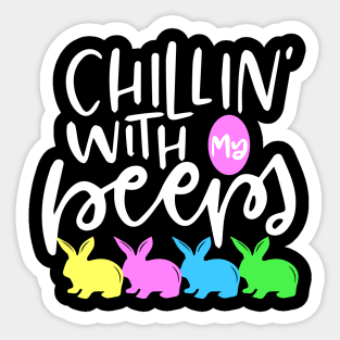 Chillin with my Peeps Cute Easter Egg hunting Sticker